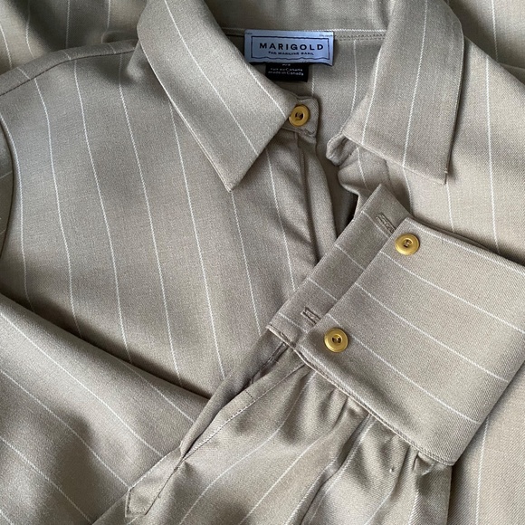 Beige pinstripe designer dress brand new size small - Picture 5 of 16